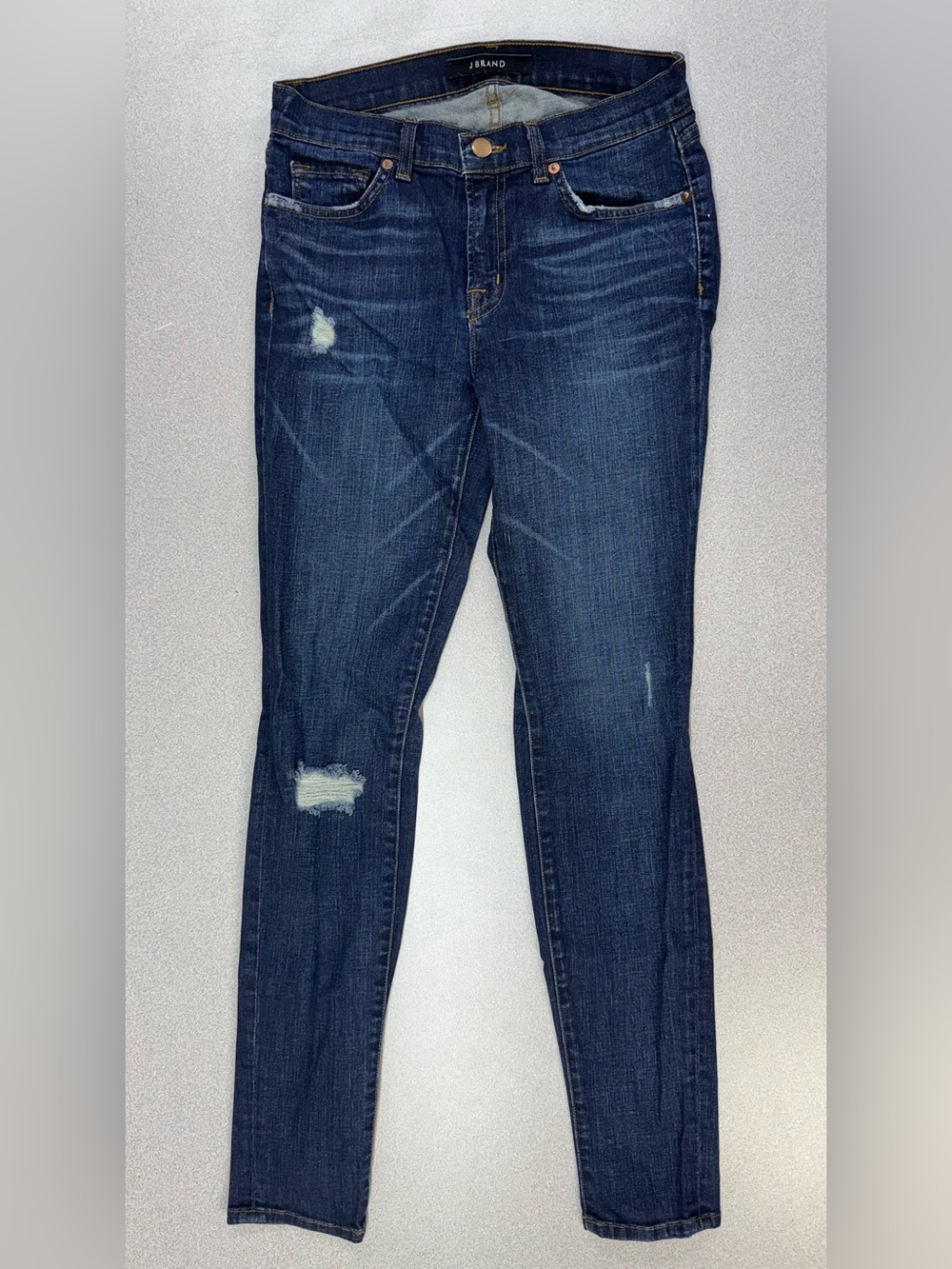 J Brand Dark Blue Indigo Distressed Skinny Jeans Size 28